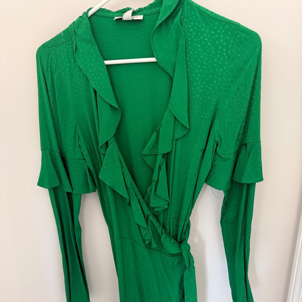 Green Topshop wrap dress.
